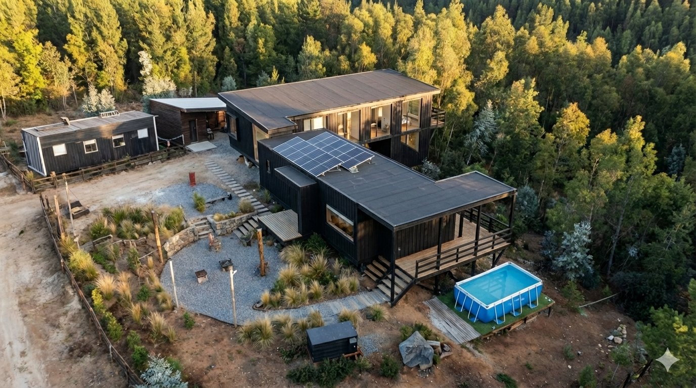 Proyecto residencial sustentable con paneles solares